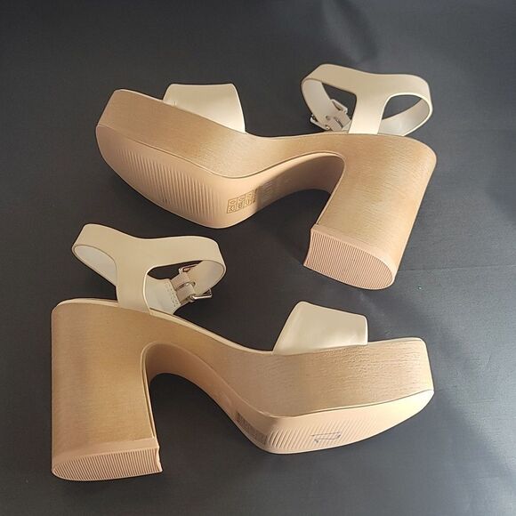 BRAND NEW MI,IM LOS ANGELES LEATHER WOODEN PLATFORM HIGH HEEL SANDALS - Picture 10 of 16
